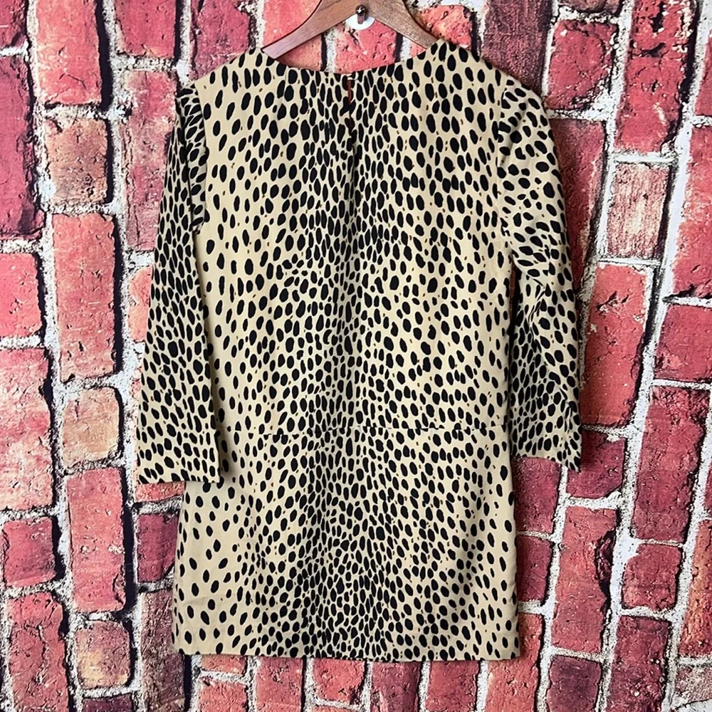 J.CREW Jules Dress in Wildcat Leopard Animal Print Tan Shift Style Size 2